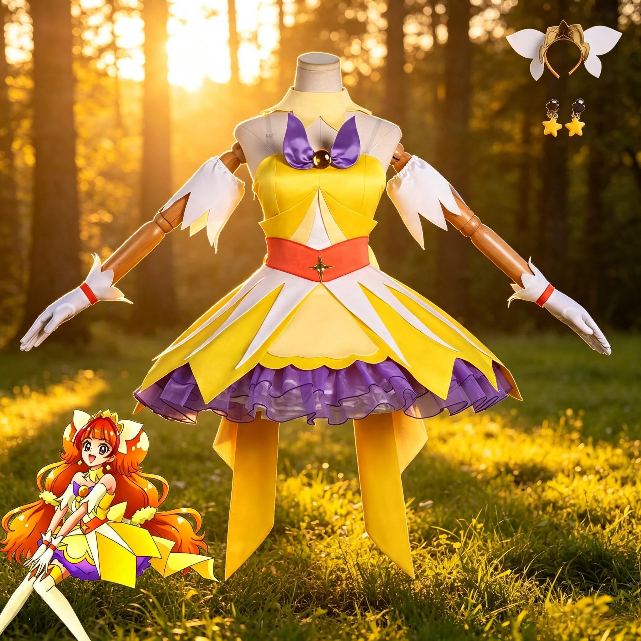 Costume de cosplay Pretty Cure, tenue d'Amamiya Kirara Shining Angel, robe de cosplay d'anime Star Twinkle PreCure, costume d'Halloween pour femmes.