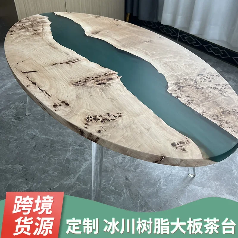 Manufacturer's supply Resin edge few Resin coffee table Poplar wood  edge few Art edge few Glacier tea table