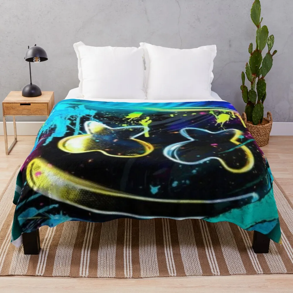 marshmellow dj merch neon cool Throw Blanket Luxury Throw Blanket Decorative Bed Blankets Dorm Room Essentials