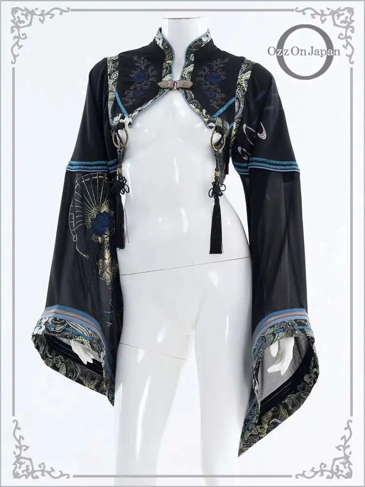

Chinese Style Embroidery Bronzing Gauze Short External Outfit Coat Black Wine Red Grey Carnival Halloween Cos Cosplay