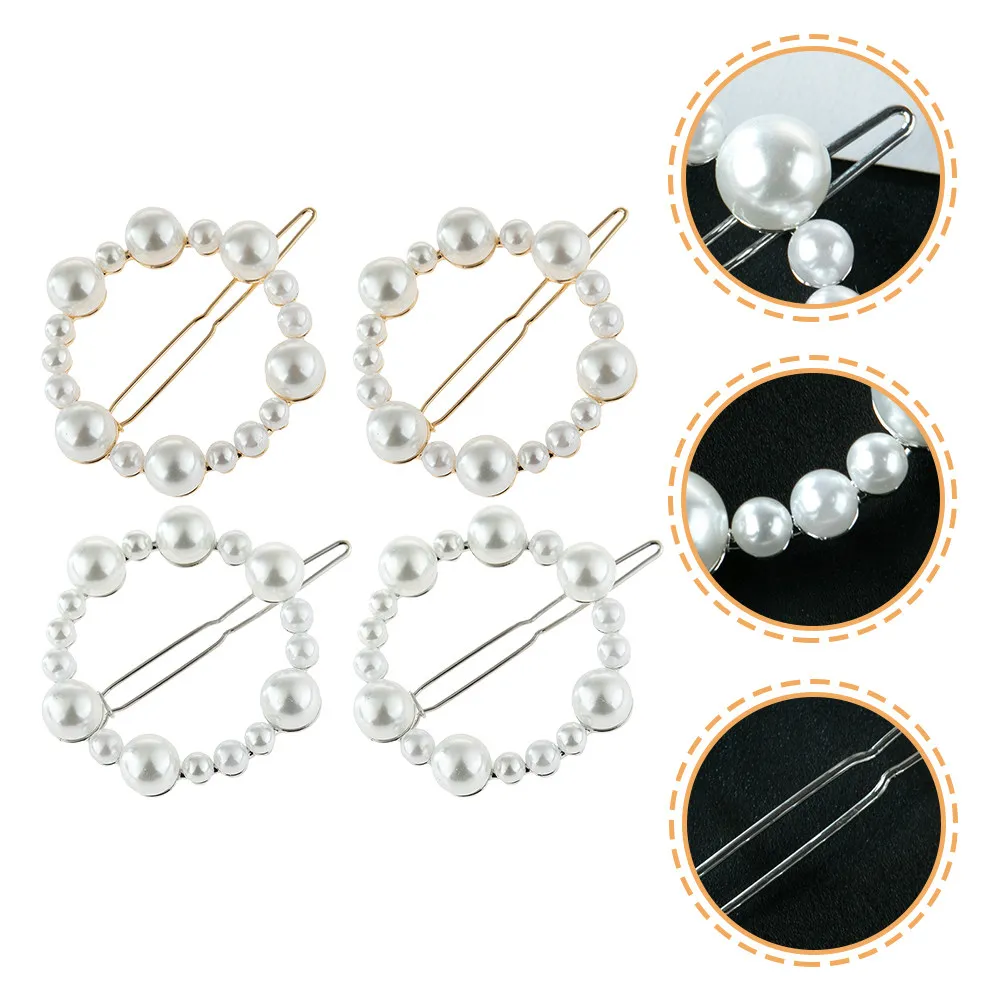 

4Pcs Pearl Hair Clips Round Hairpin Fashion Hair Accessories for Women Girls Party Wedding Daily Use Elegant Barrettes