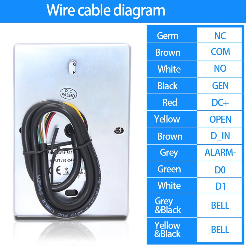 Door Access Control Keypad RFID Reader 2000 User Wiegand input+output Electric Lock Outdoor Waterproof  Doorbell IP67 Zinc alloy