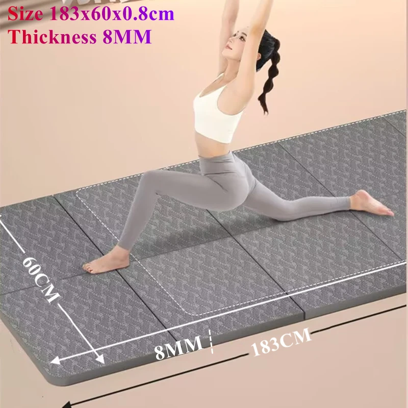 Fold Yoga Matt  Anti-skid Sports Indoor 183x60x0.8CM Thick Yoga Mat Yoga Fitness Mat Exercise Pilates Gymnastics Mat Comfort