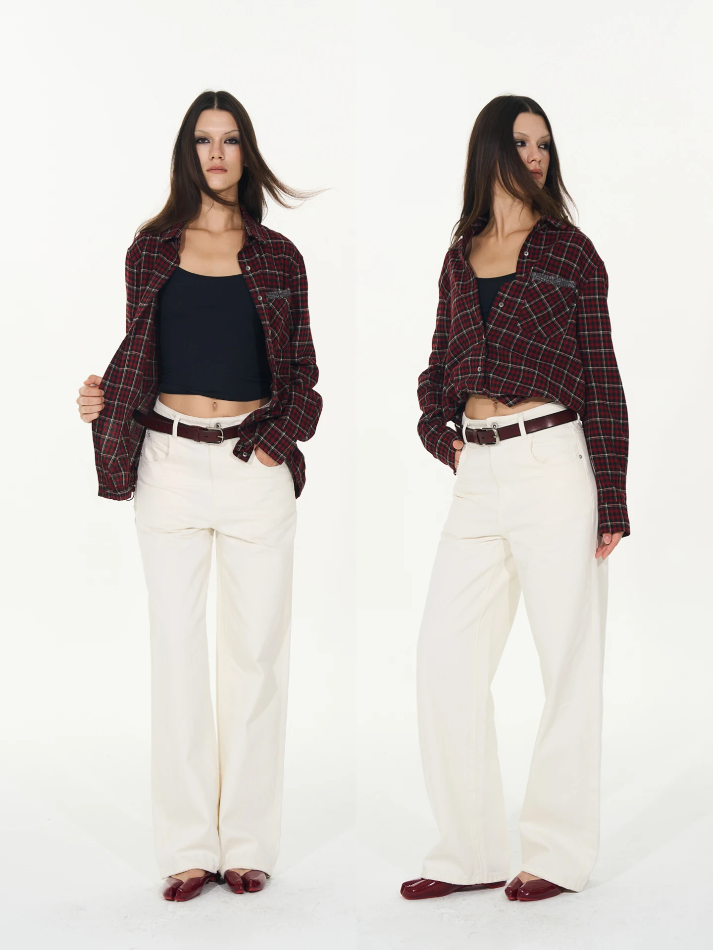 

TakeCare Retro Plaid Long Sve Fce Women's irt Wear Resistant Color Blo Loose Fit Autumn Winter Faion Ladies' Blouse