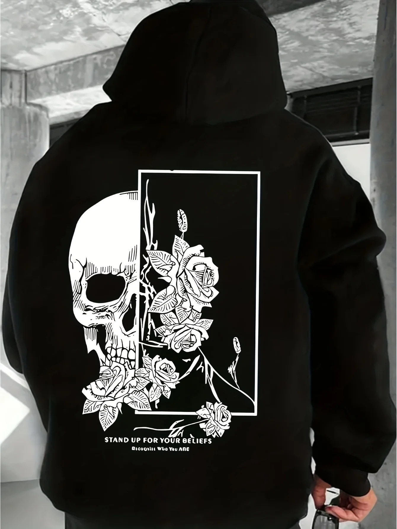

Rose Skull Graphic Print Autumn and Winter Men's and Women's Hoodies Casual Loose Outdoor Street Sports Training Brand Fashion