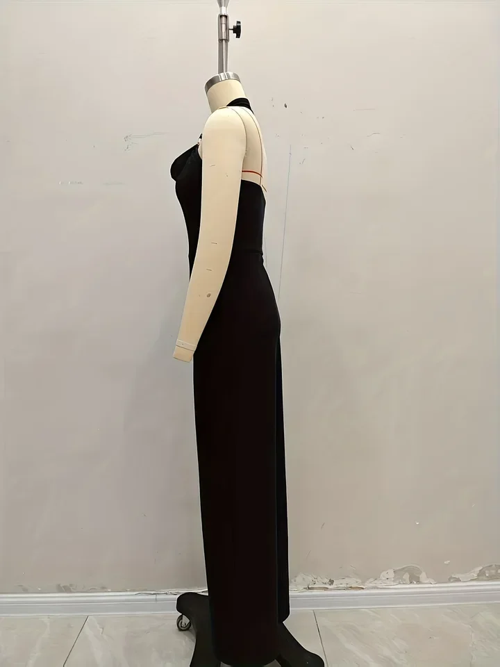 

Female Fashion Casual Long Jumpsuits Daily Clothing Tight Summer New Neck Hanging One-Piece Suit Lifting Jumpsuit for Women