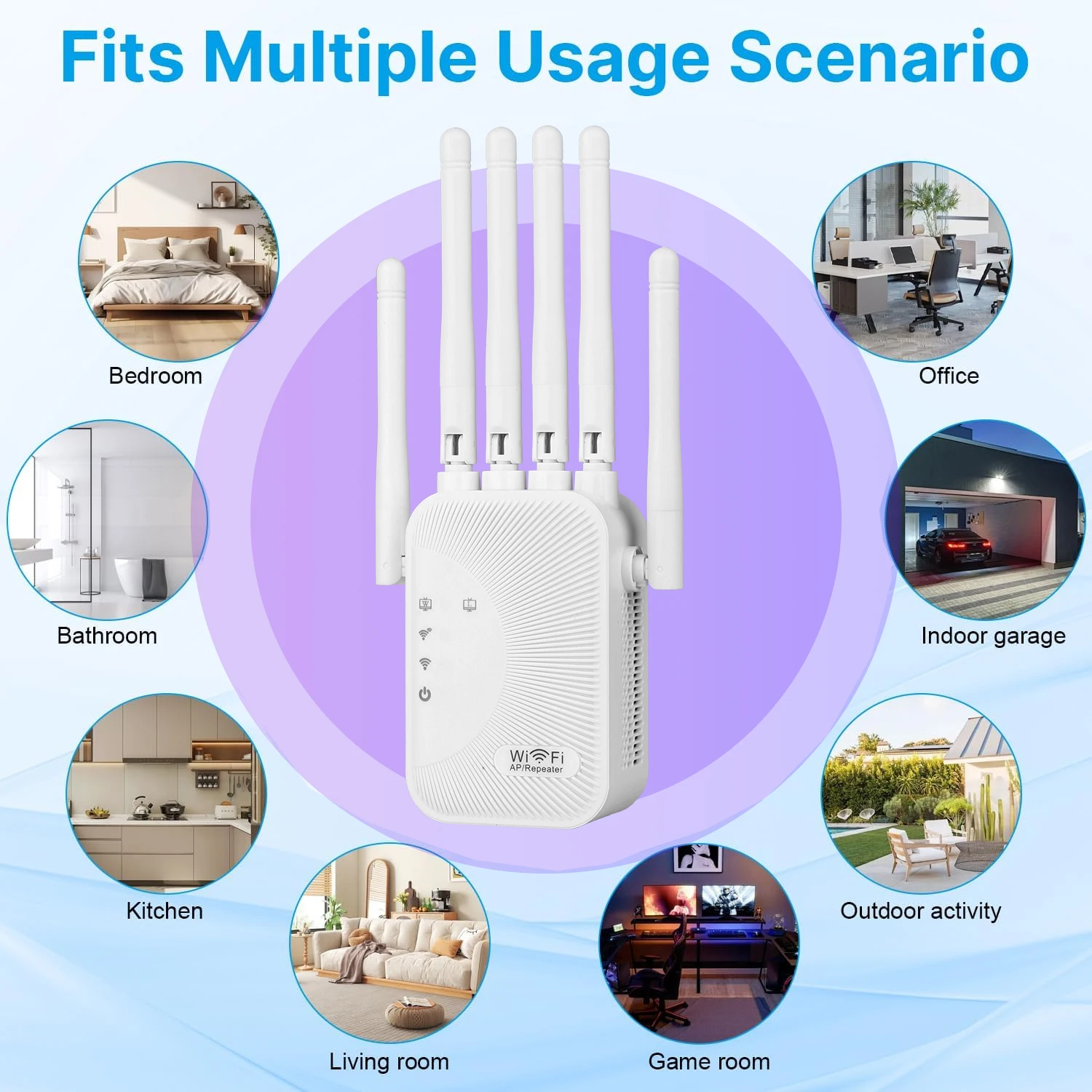 Upgraded Wifi Extender 6 Antennas Dual Band 1200Mbps Through Wall Easy Setup For Home Office Bedroom Wireless Signal Booster Use - view 5