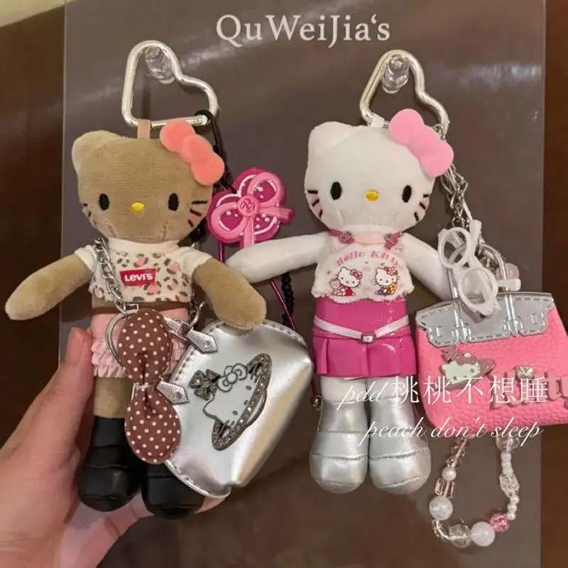 

New Long Legs Hello Kitty Plush Keychain Bag Plushie Pendant School Bag Doll Toy Plush Cute For Women Girls Accesorios Kid Gift