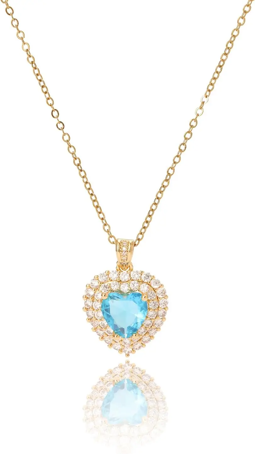 

Кулон с кристаллом по месяцу рождения, позолоченная цепочка, ожерелье с кубическим цирконием, изящное барочное ожерелье, подарок для женщин на день рождения или День святого Валентина