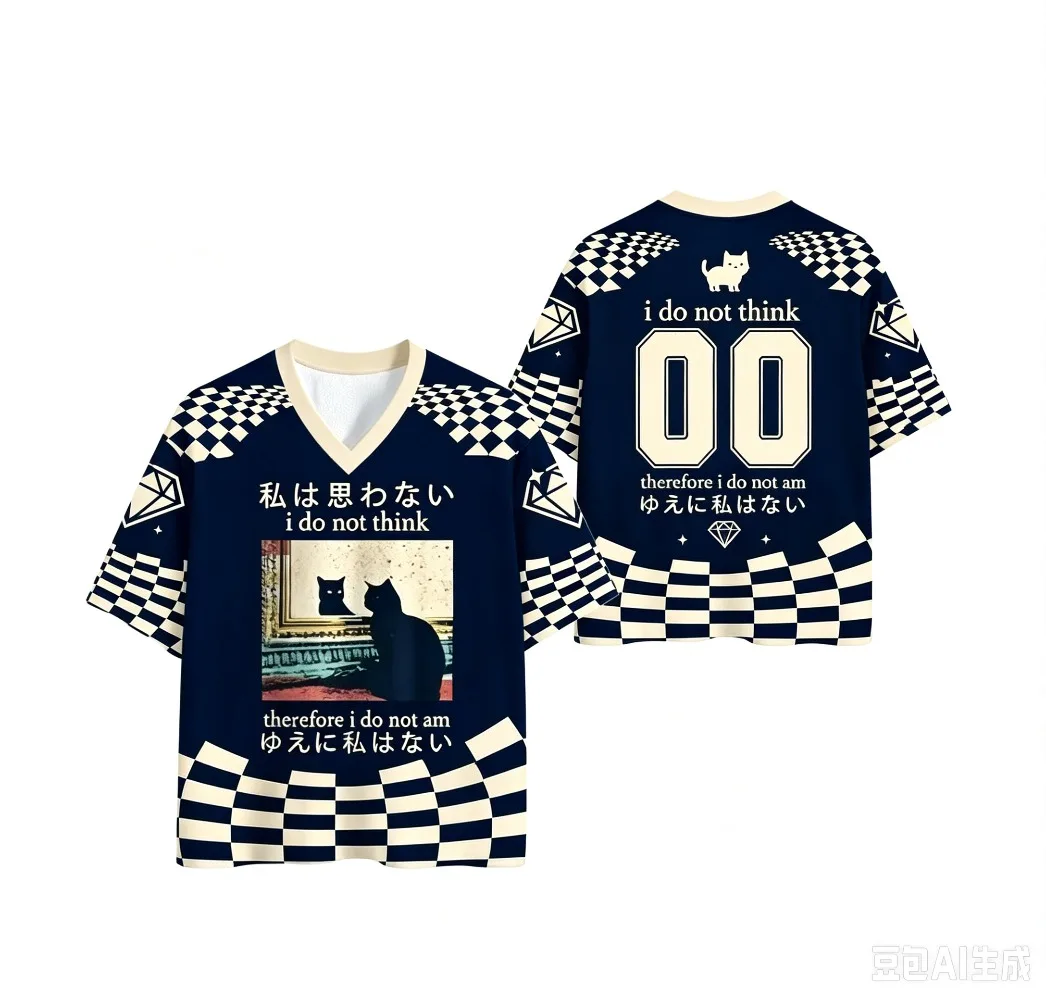 New Must-have Japanese Style Trendy 3D Print V-neck Tshirt Summer Casual Fashionable Outdoor Sports Fitness Quick Drying T-shirt