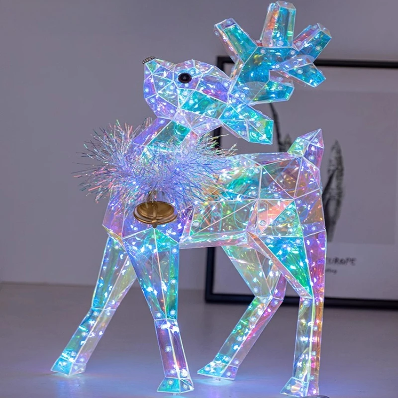 

‌Sparkling New Year Reindeer Decor LED Glow Christmas Ornaments Festive Window Display Prop for Hotel Holiday Scene Lighting