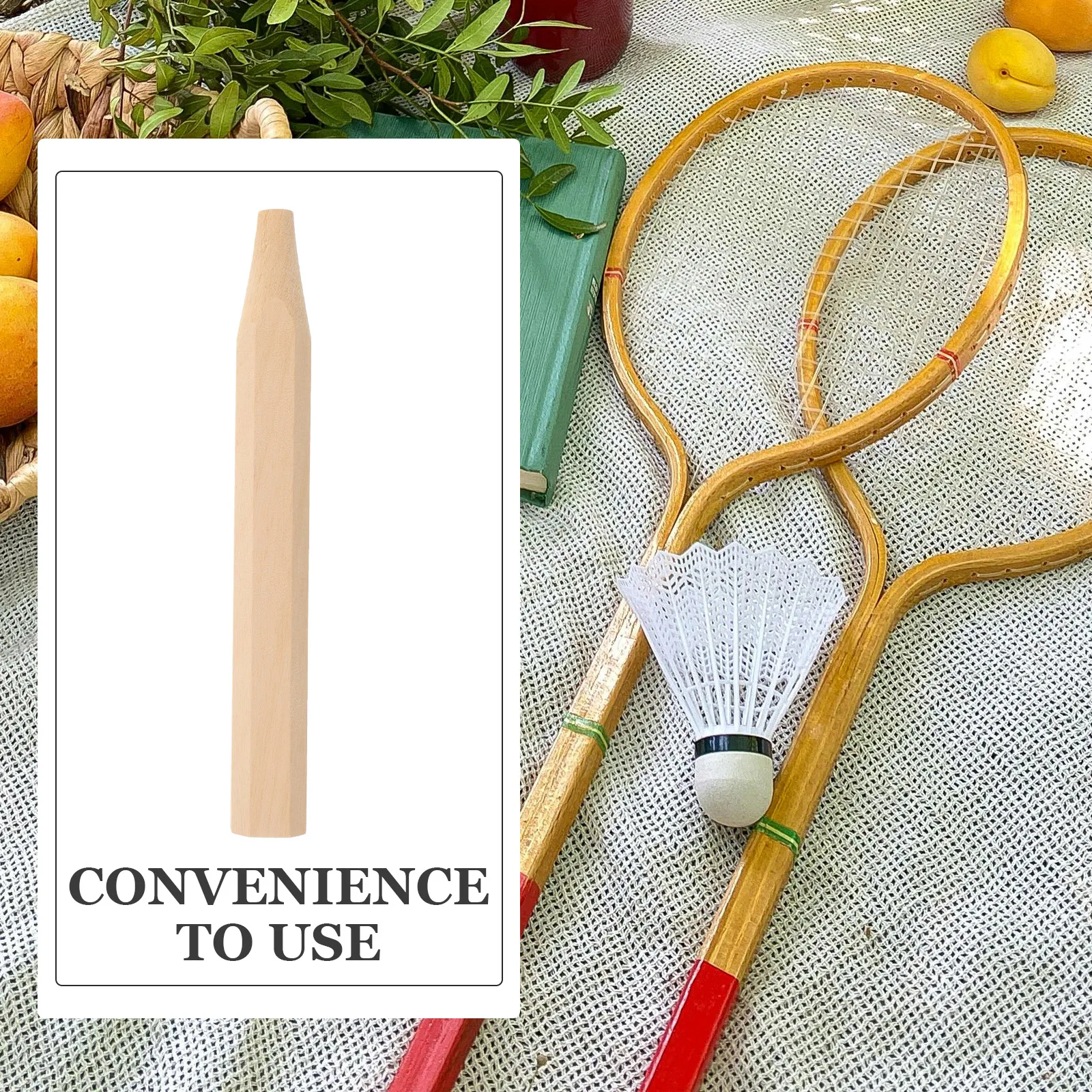 

High-Quality Badminton Racket Handle Replacement Wooden Grip Polished Surface -Free Repair Tool for Sports Enthusiasts