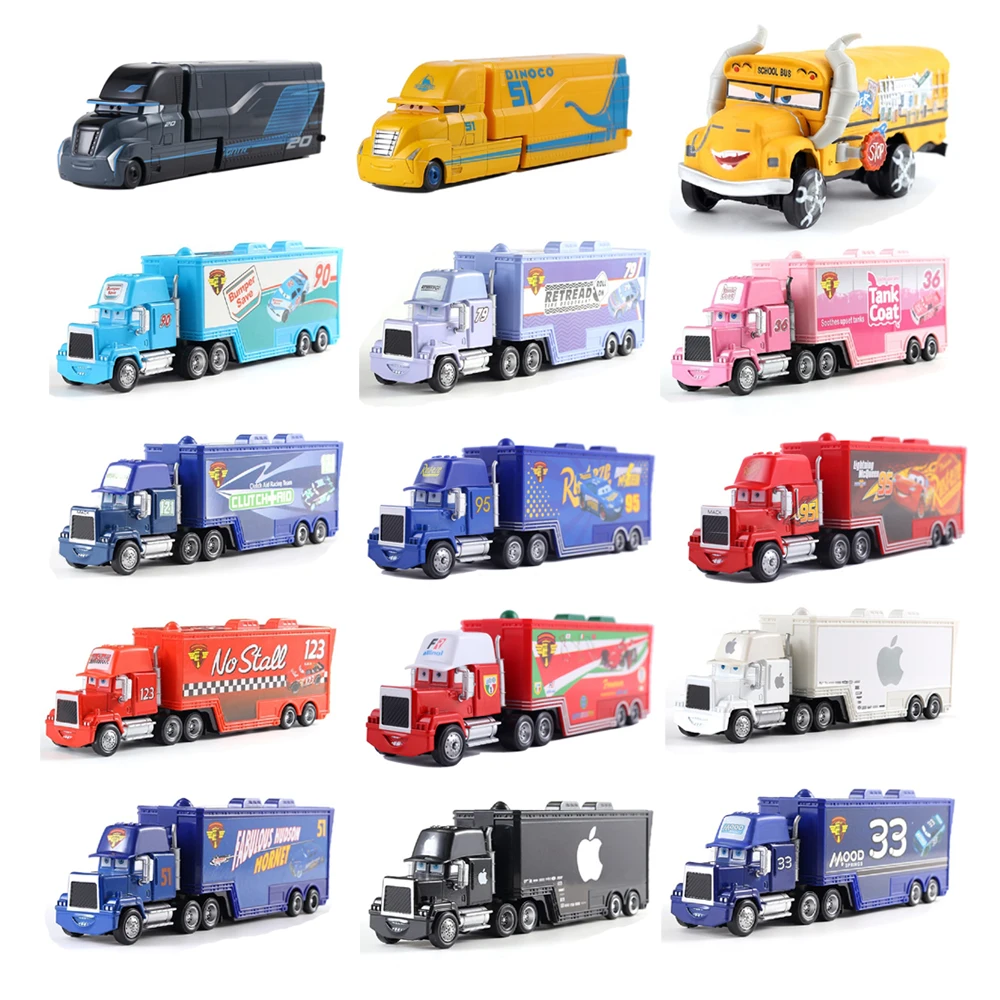 Camion de transport Disney Lightning McQueen Doc Hudson Storm Jackson, modèle de camion en métal moulé sous pression 1:55, jouets, cadeaux d'anniversaire