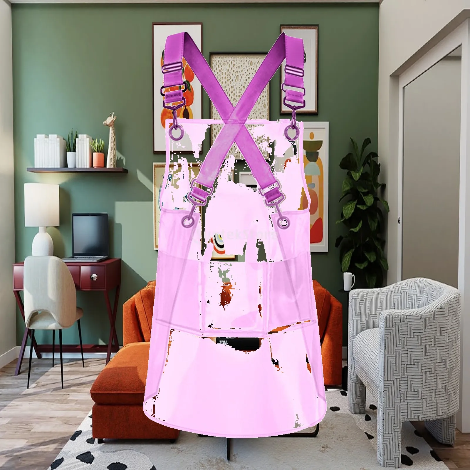 Transparent Apron Clear TPU Material Painting Apron Fashion for Cosmetology, Coffee Shop Gardening TPU Apron Waterproof Apron