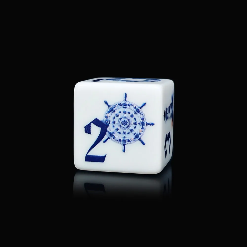 12Pcs Blue Nautical 16MM Printed D6 Acrylic Dice,White Six Sided Dice With Lighthouse Anchor Castle Pattern, Tabletop Board Game view 5
