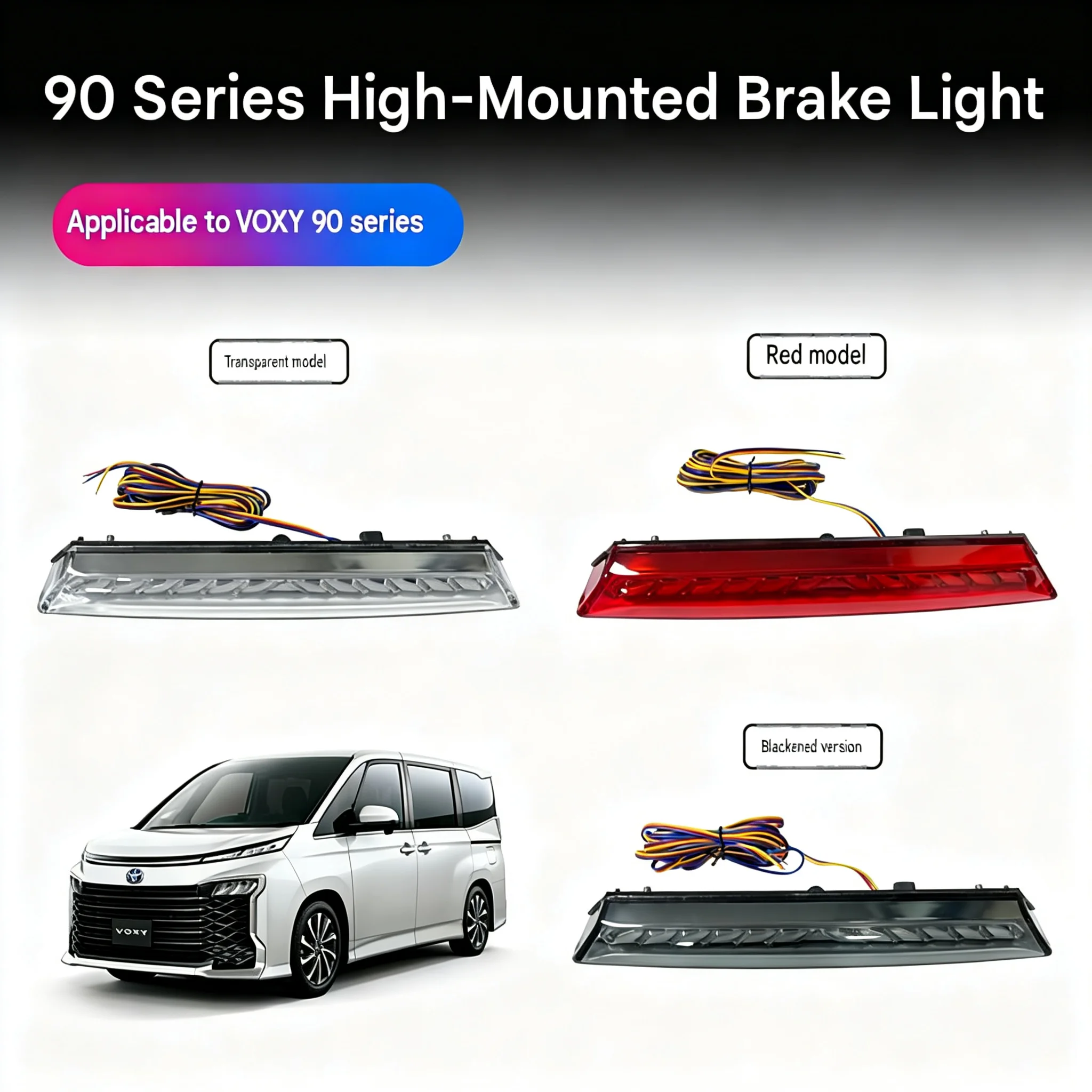 High Mount Brake Light for Toyota VOXY NOAH 90 Series ABS Smoked Clear Red Options Rear Spoiler Stop Lamp Exterior Accessories