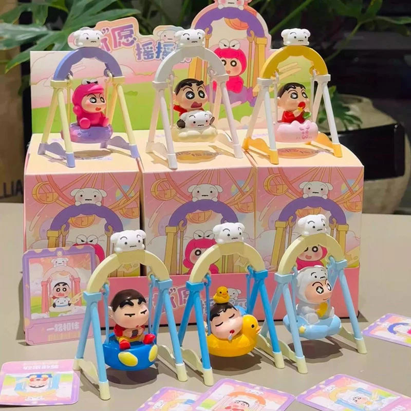 

New Cute Toys Crayon Shin-Chan Swing Series Trendy Blind Box Collection Action Figure Models Desktop Ornaments Mystery Box Gifts