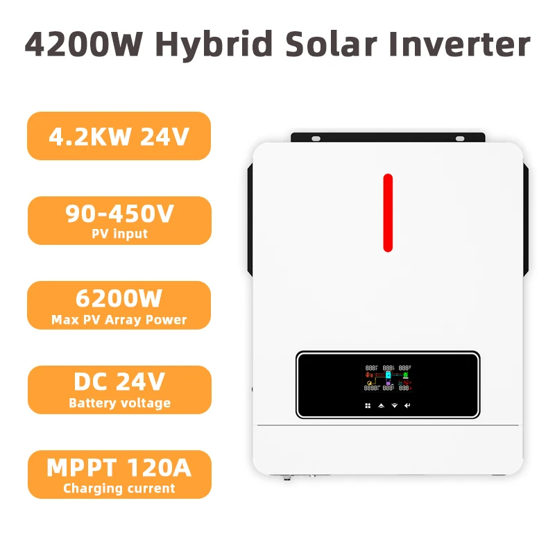 Y&H 4.2KW Hybride Solar Inverter 24V 220V Off/On Inverter 120A MPPT Solar Charge Dubbele Uitgang Zuivere Sinusgolf Inverter