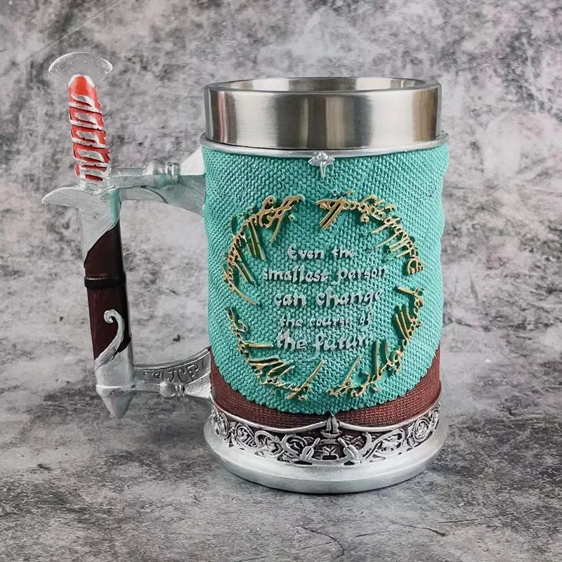 Copa de cerveza Medieval Genesis El Señor de los Anillos, gran capacidad, acero inoxidable, personalizada, divertida, mango de espada, taza de vino, 1 Uds.