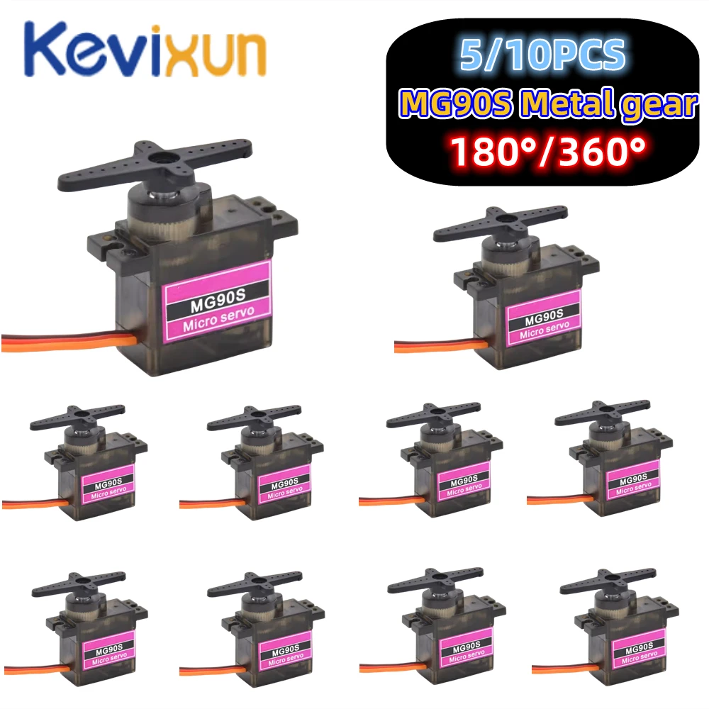 5/10PCS MG90S Micro Servo Motor Metal Gear Analog RC Servomotor 180 360 Degree  For Mini Car Airplane Helicopter Arduino Robot