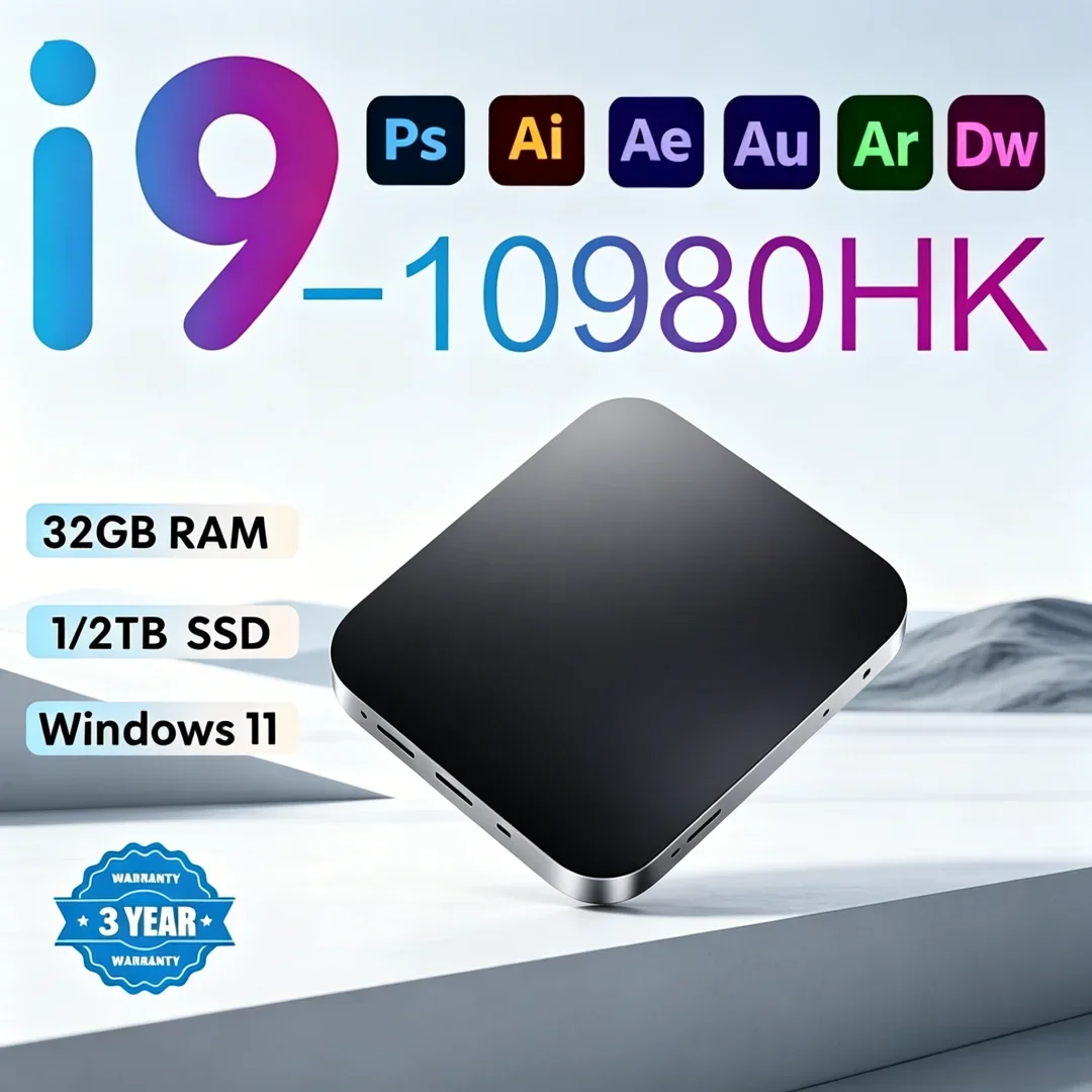 Premium Elite MINI PC construído com Windows 11 Pro Core I9 10980HK 32GB RAM 1TB 2TB SSD WIFI 6 BT5.2 4K HD Swift Gaming Comercial