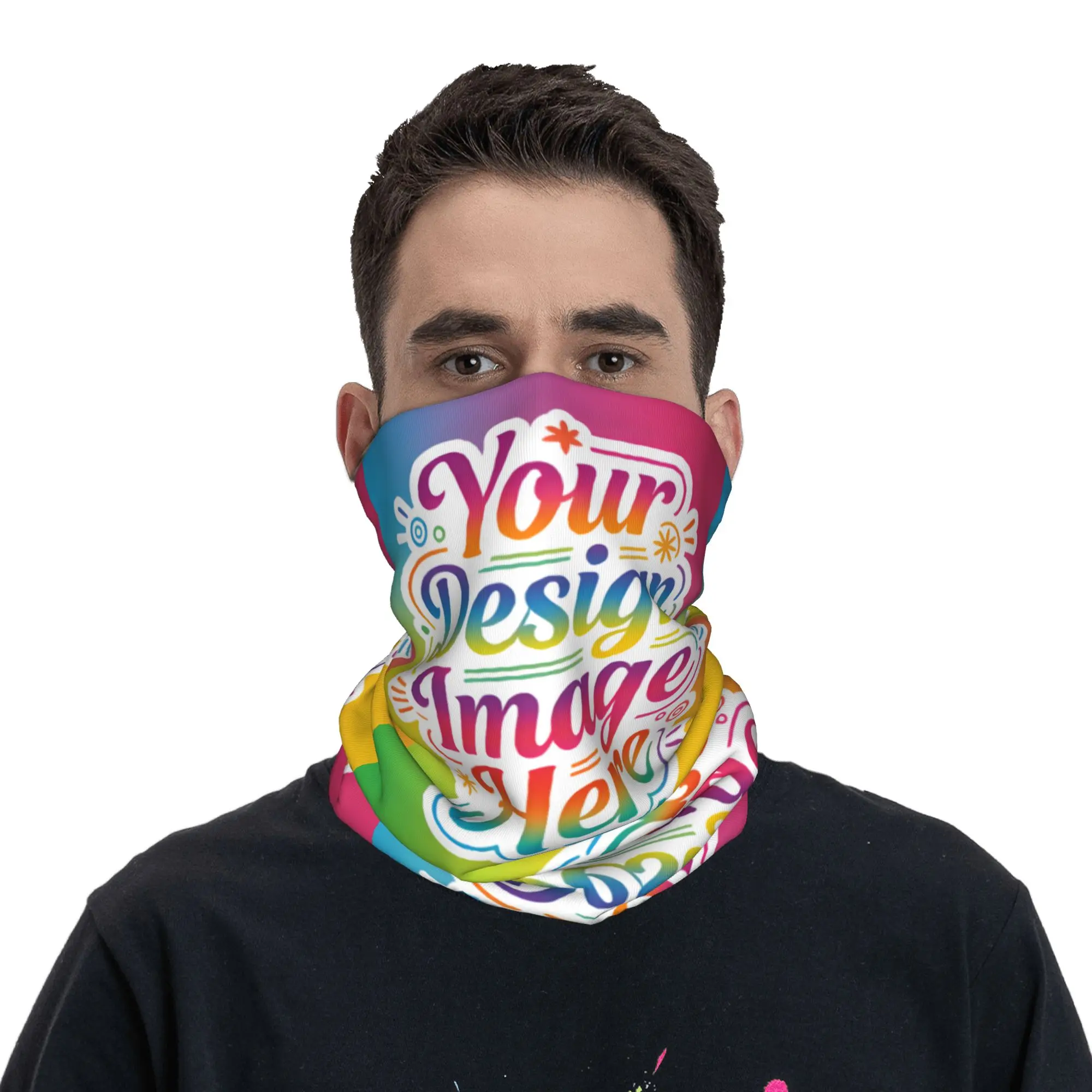 

Custom Your Image Logo Winter Headband Neck Warmer Women Men Ski Hunting Tube Scarf Hot Face Bandana Gaiter