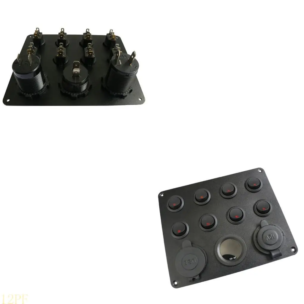12PF Marine 8 Rocker Switches Panel Phone Charging Waterproof Automotive Accessory For Truck Boats Power System
