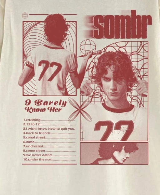 Sombr Tour Music Retro Shirt Loose Fit High-Quality T-Shirt  Pure Cotton Retro Couple Casual T-Shirt harajuku oversized t shirt