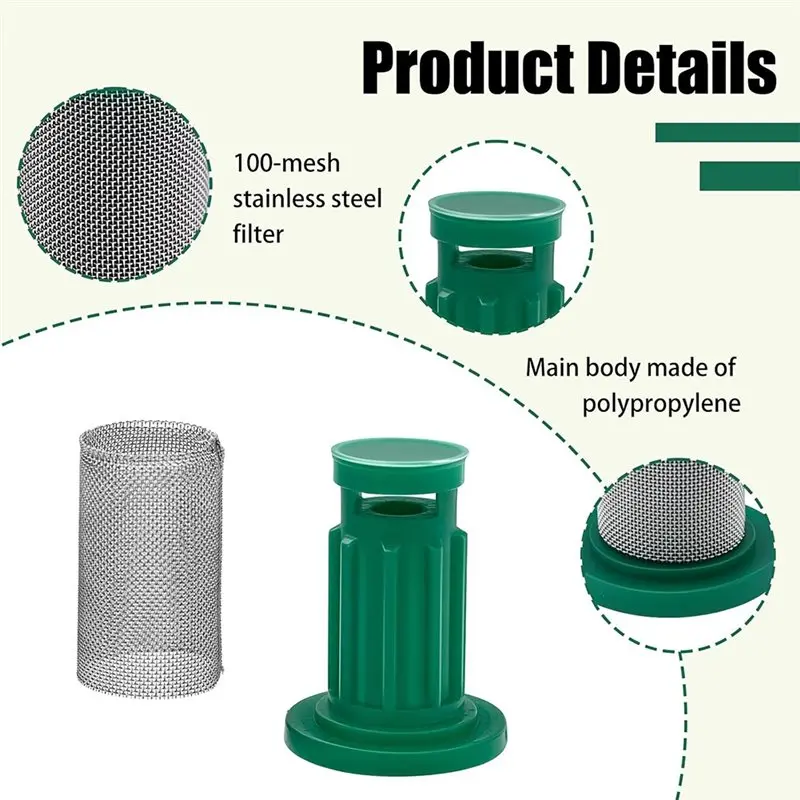 B97A-Spray Nozzles Strainer 16 Pack 8079-PP-100 With Stainless Steel 100 Mesh Screen For Teejet Compatible Models