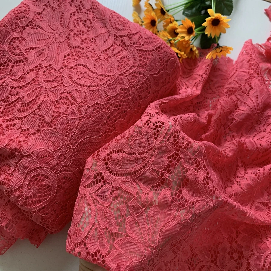 Stretch Nylon Lace 1 Yard 12 Colors Royal blue Wine red Green Navy blue Pink Spandex Lace Fabric Dress Cloth Material Continuous