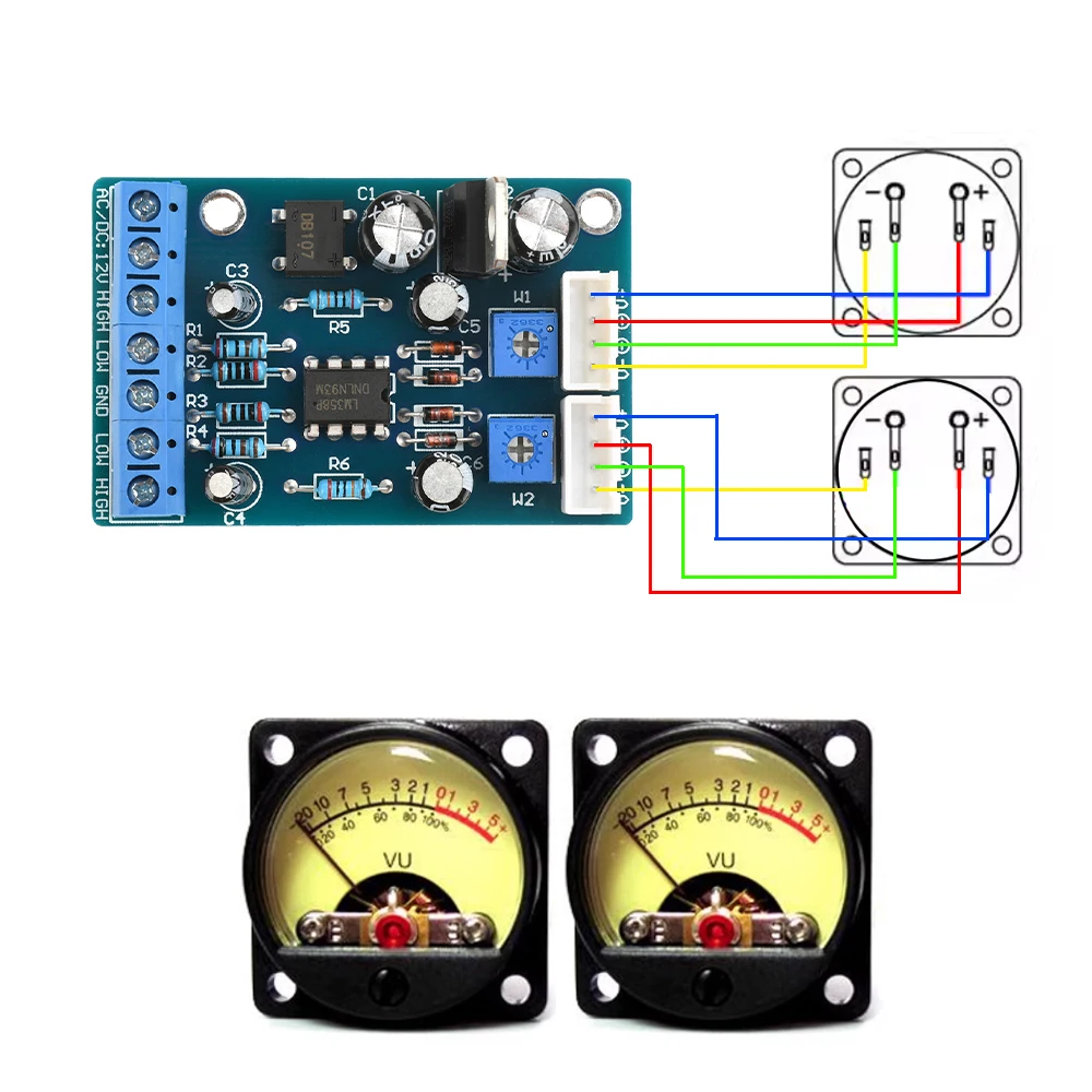 AC/DC12-15V vu medidor placa de driver amplificador tubo eletrônico máquina vesícula biliar db medidor nível módulo driver ta7318p