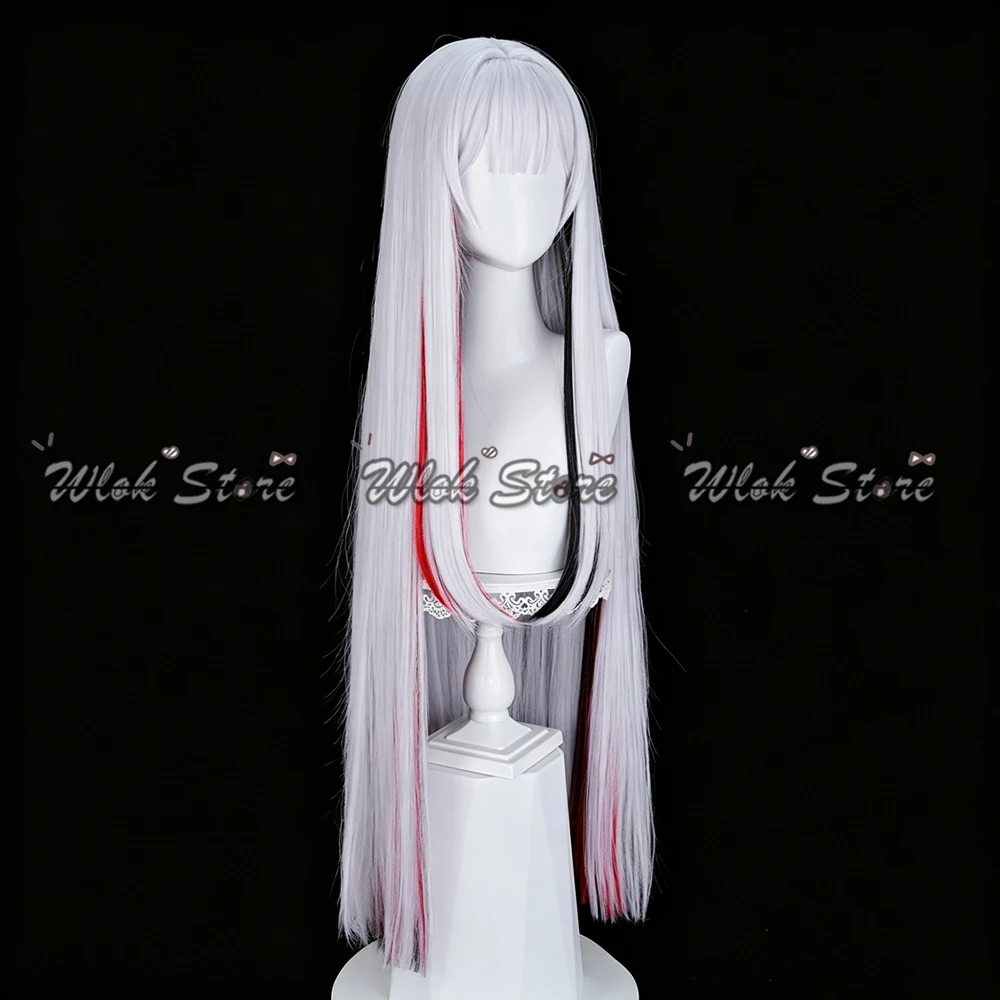 Honkai Star Rail Nihilux Elation Cosplay Wig White with Red Black Highlights Long Straight Hair For Women Halloween Party Props view 3