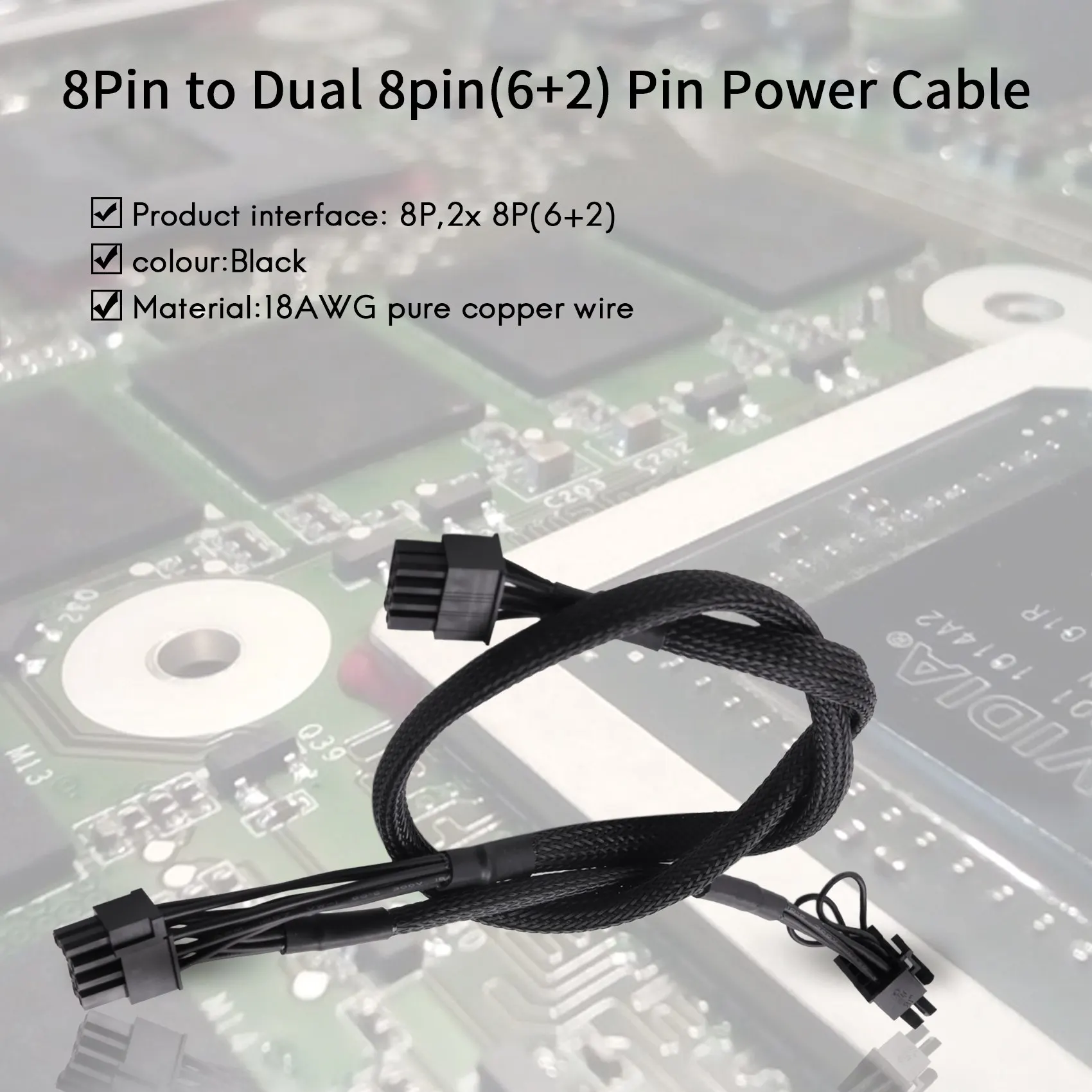 New PSU 8Pin to Dual 8Pin(6+2) Pin PCIe Modular Power Supply Cable for EVGA Supernova G2 G3 P2 T2 GS 650 750 850 1000 1600