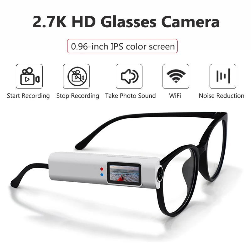 2.7K HD Camera Glasses Outdoor Sports Camera WiFi Motorcycle Action Cam Head-mounted Recorder Video Camcorder Cycling Bicycle