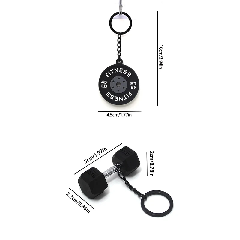مصغرة الحديد لوحة كيرينغ بولي كلوريد الفينيل الاتجاه الجديد قطعة الوزن الحديد المفاتيح لعشاق الصالة الرياضية اللياقة البدنية هدية ظهره مفتاح السيارة قلادة #2