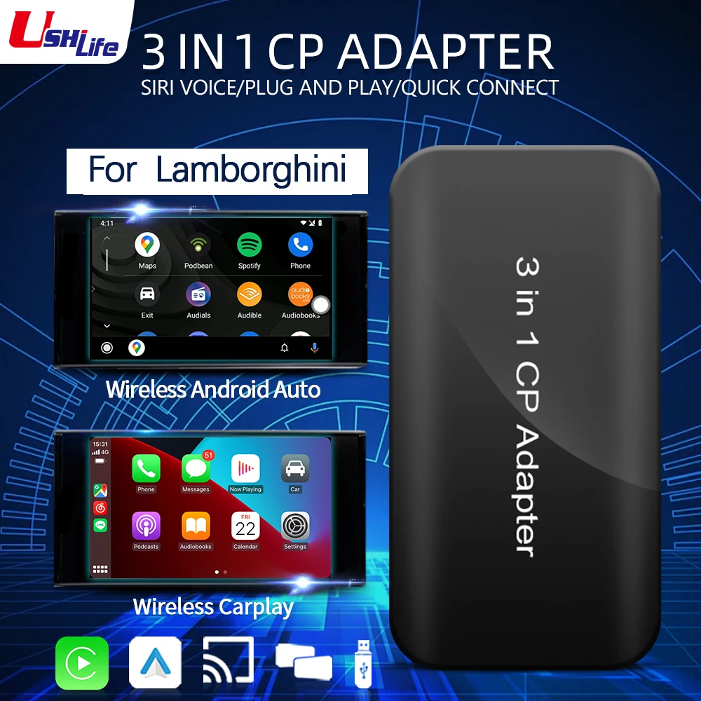 

Wireless Android Auto Adapter CarPlay Ai Box USB Dongle Activator Plug & Play For Lamborghini Centenario/Aventador/Huracán/Urus