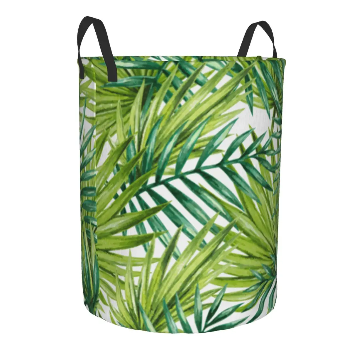 Watercolor Tropical Palm Leaves Laundry Basket Folding Dirty Clothes Toys Storage Bucket Household