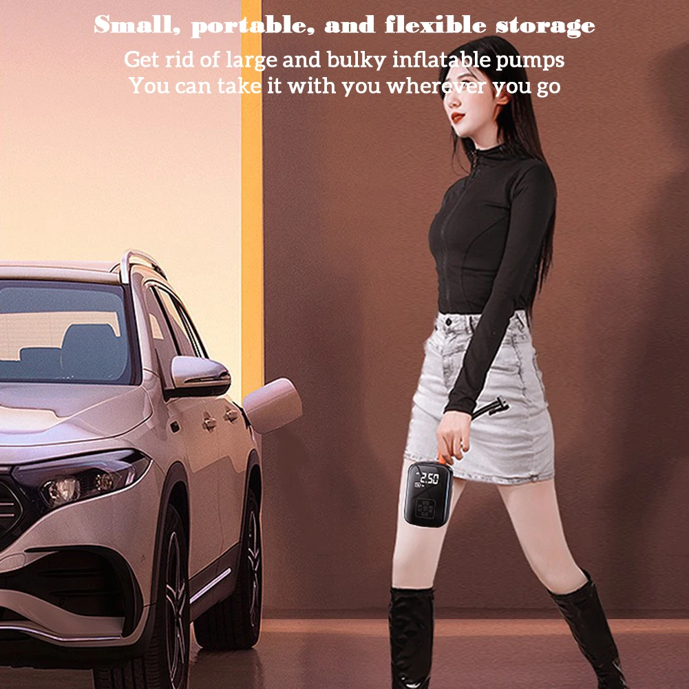 Small Airs Pump With Digital Display Portable Long Battery Life Tire Inflator For Bike Motorcycle