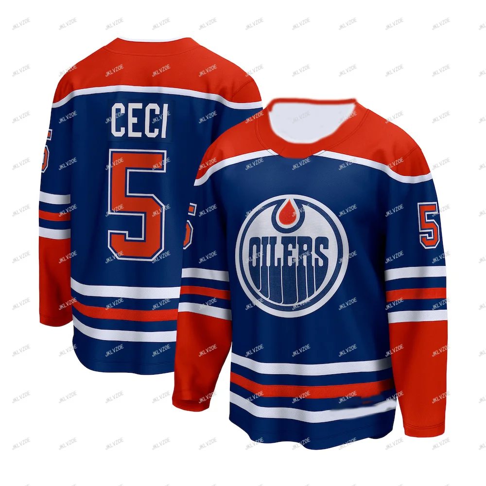 Men Kids Hockey Jersey Adult Teenager Team Top T Shirt Sports Train Tee Children Boys Women Edmonton Oilers Clothing Hot 24/25