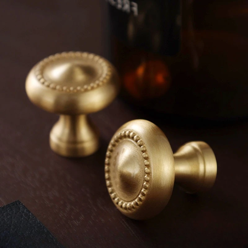 French vintage brass pull handle for closet door and drawer door luxurious gold brass round drawer handle with holes