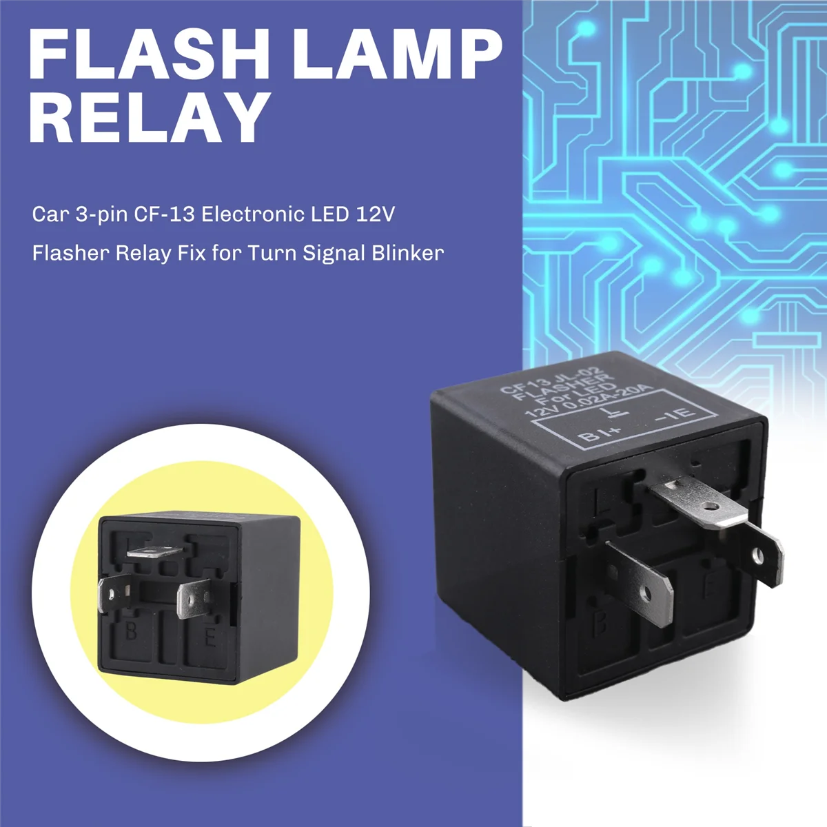 

ABZL Car 3-pin CF-13 Electronic LED 12V Flasher Relay Fix for Turn Signal Blinker