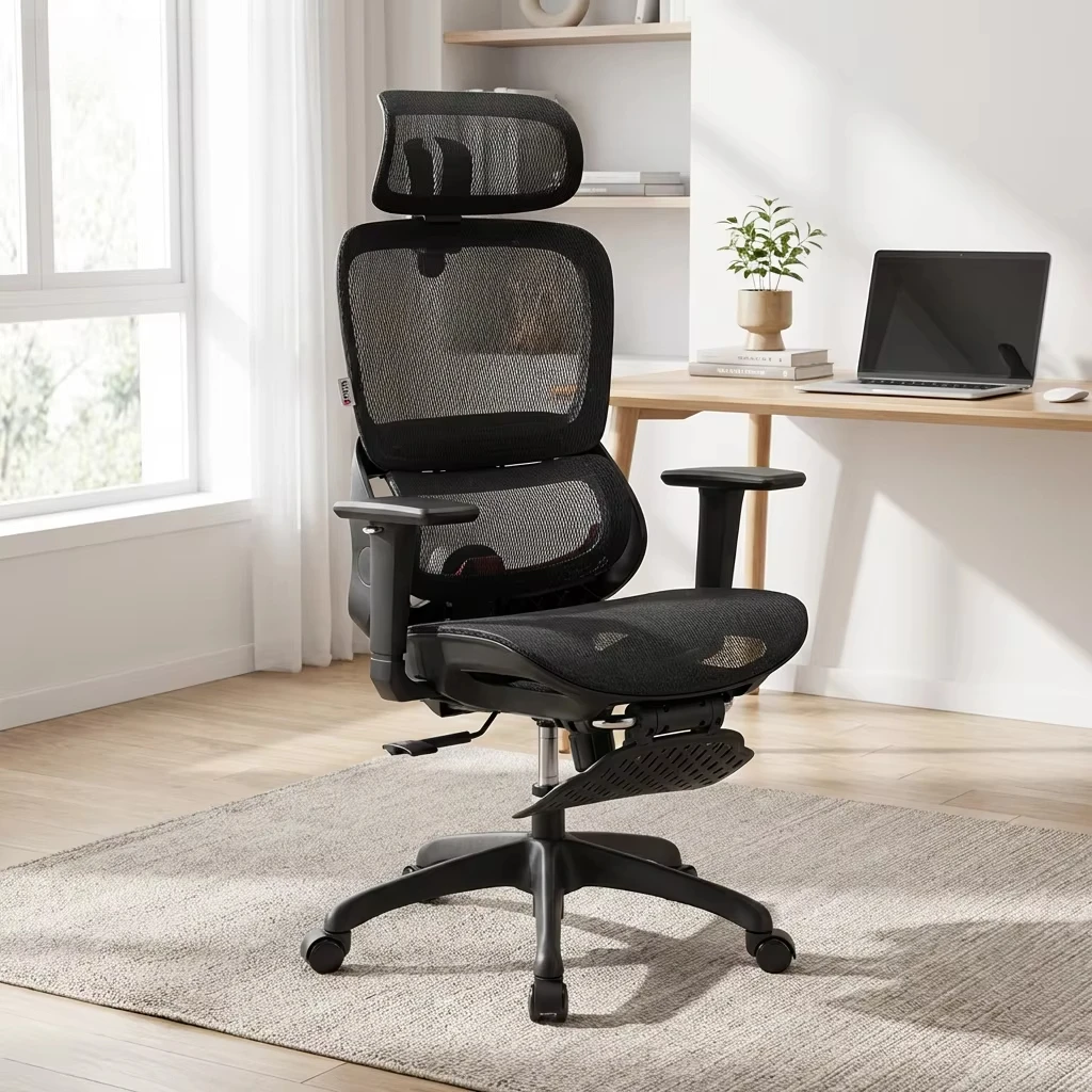 Silla de Oficina B100, Silla Ejecutiva con Reposabrazos 4D, Soporte Ergonómico de Malla