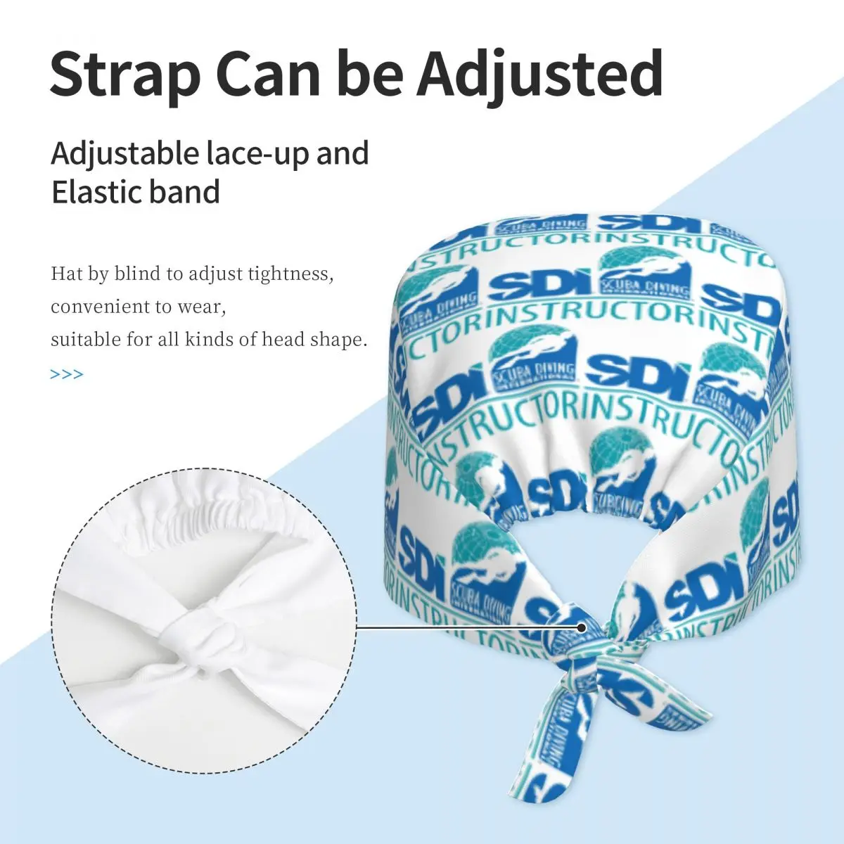 Scuba Diving International (SDI) Scrub Hat Doctor Working Surgical Cap Men Women Adjustable Nursing Caps for Dentist