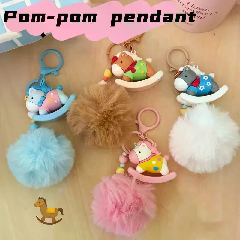 

Cartoon Hairball Pony Pendant Keychain Kawaii Creative Trojan Horse Ornament Cute Backpack Decoration Accessories Gifts