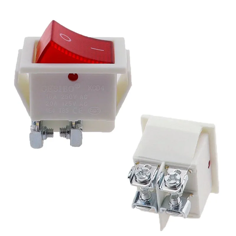 1PCS FILN 22x28mm WHITE Body on off 16A/250V 4 screw pin DPST T85 Auto Boat Marine Toggle Rocker Switch with LED 220V