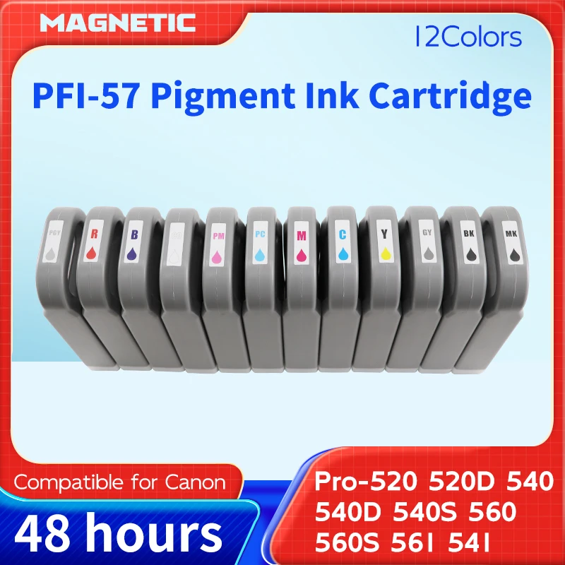 Pigment Ink Cartridge With Chip PFI57 PFI-57 Compatible For Canon Pro520 Pro540 Pro540s pro560s printer With Pigment Ink 12Color