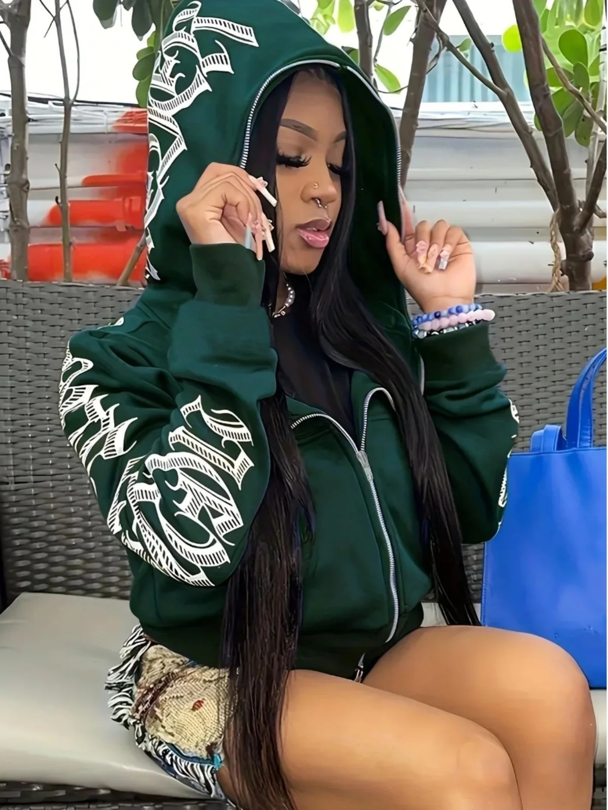 レディースプリントジッパー長袖パーカー快適ストリートスタイルカジュアルファッション中国ブランド春秋冬シーズン