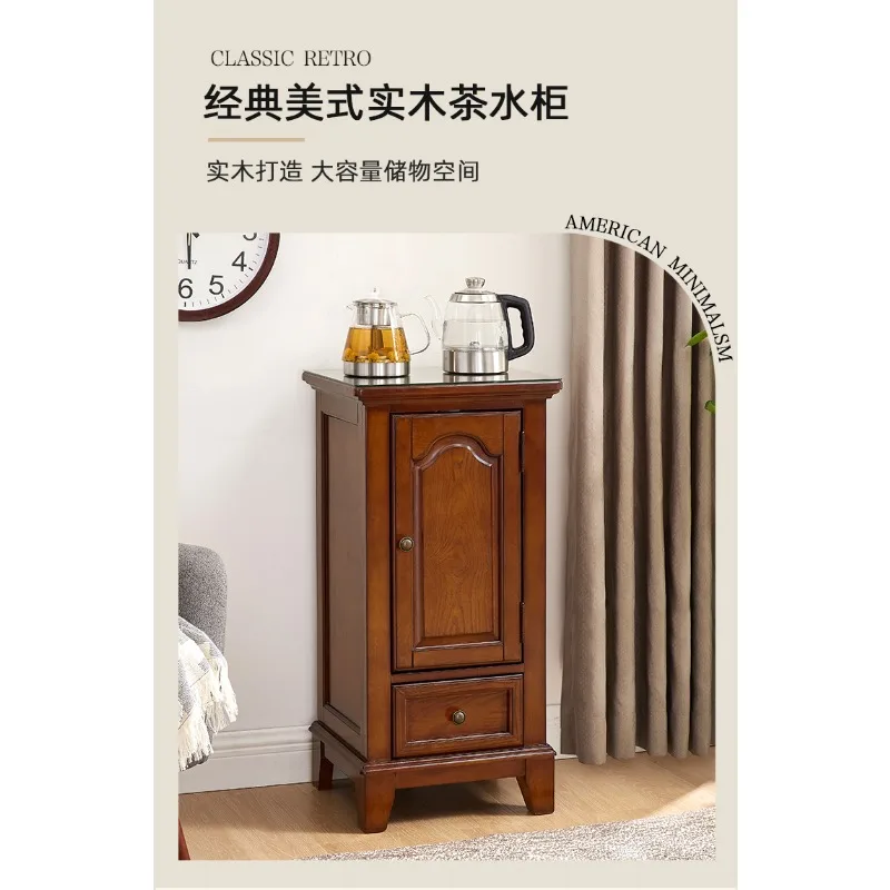 American tea cabinet kettle integrated embedded living room office tea table side cabinet solid wood small tea table household