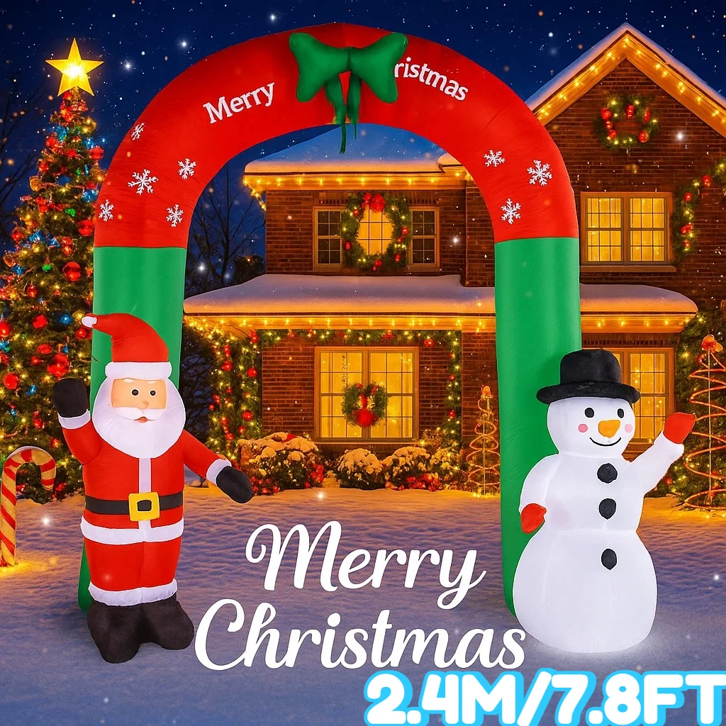 

2.4M/7.8FT Xmas Holiday DIY Ornament Arch with Santa Claus Snowman Inflatable Yard Decoration Christmas Supplies Home Decor Gift