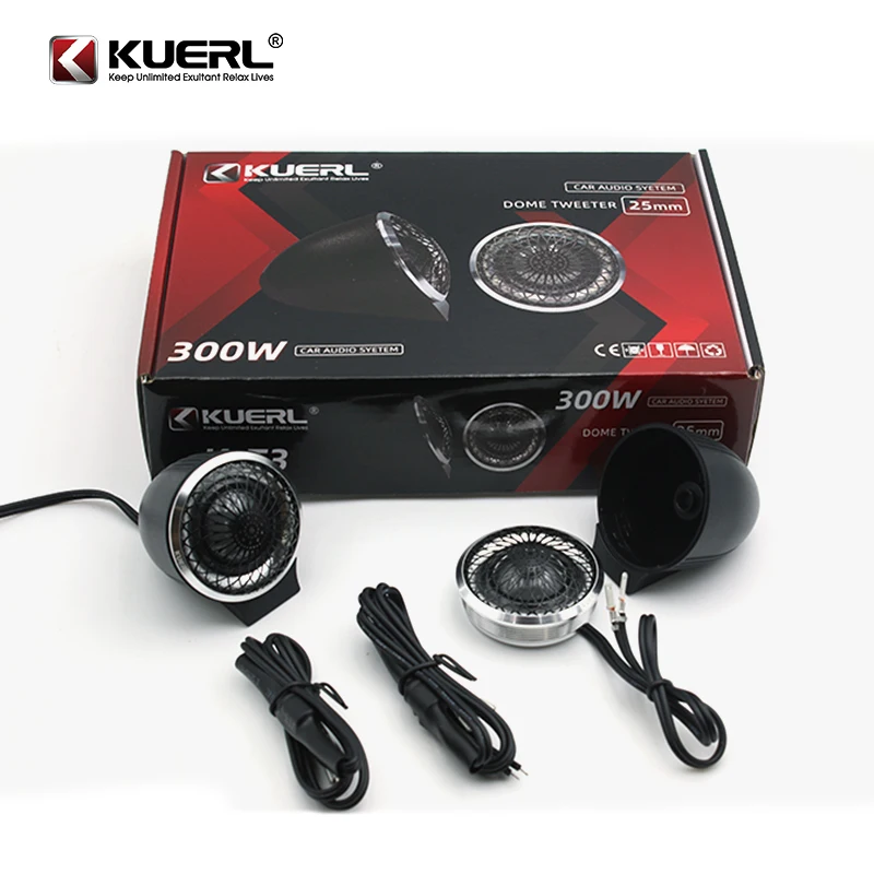 Hot Product RMS Power 55W MAX Power300W High Quality 25mm Dome Speaker with Silk Diaphragm DC 12v Stereo Car Tweeter